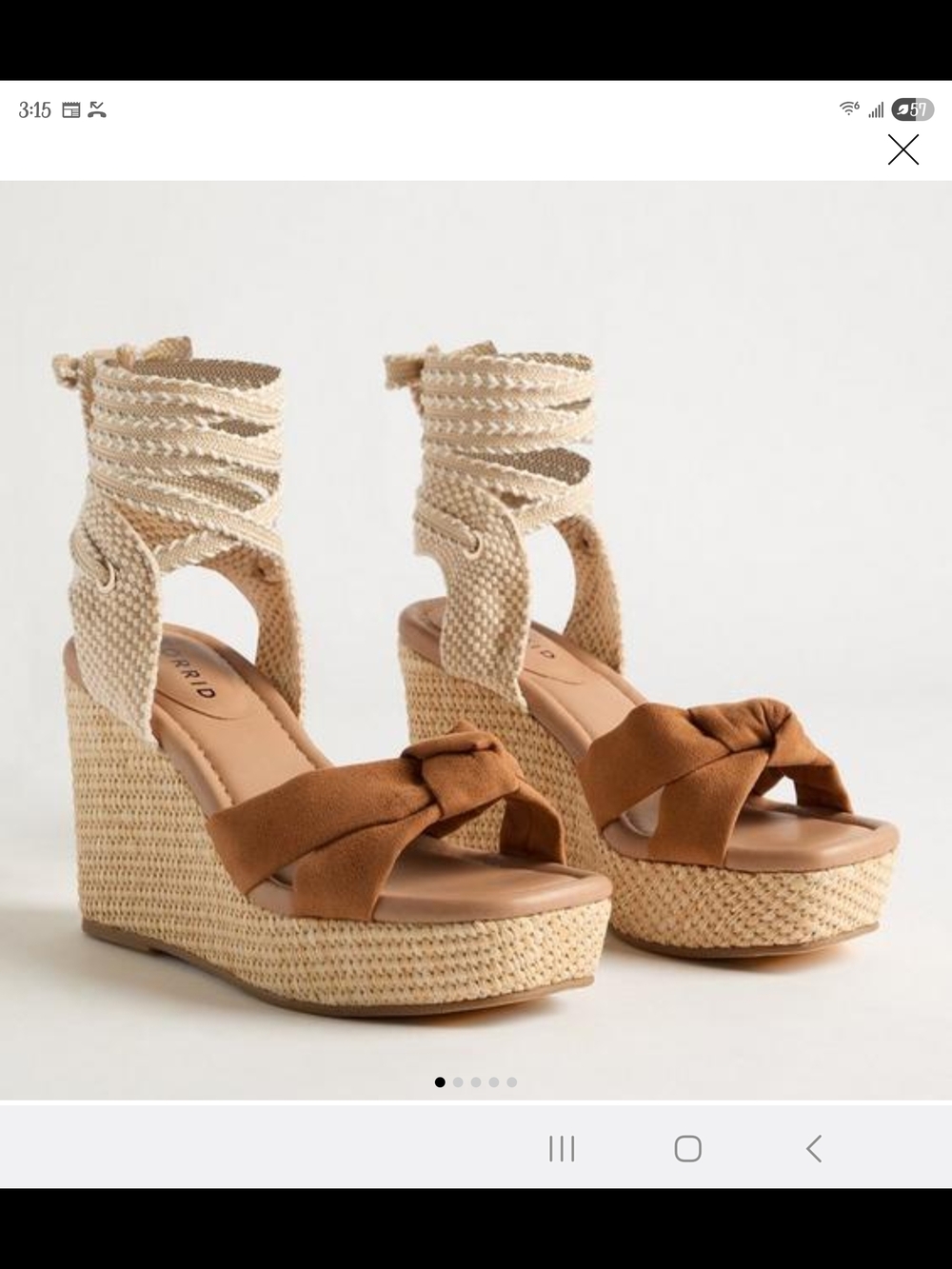 torrid Tan Knot Front Espadrille Wedge Sandals with Wrap Ties
